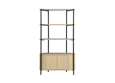 Libreria con contenitori finitura in legno chiaro rovere e metallo L100 cm ZORA