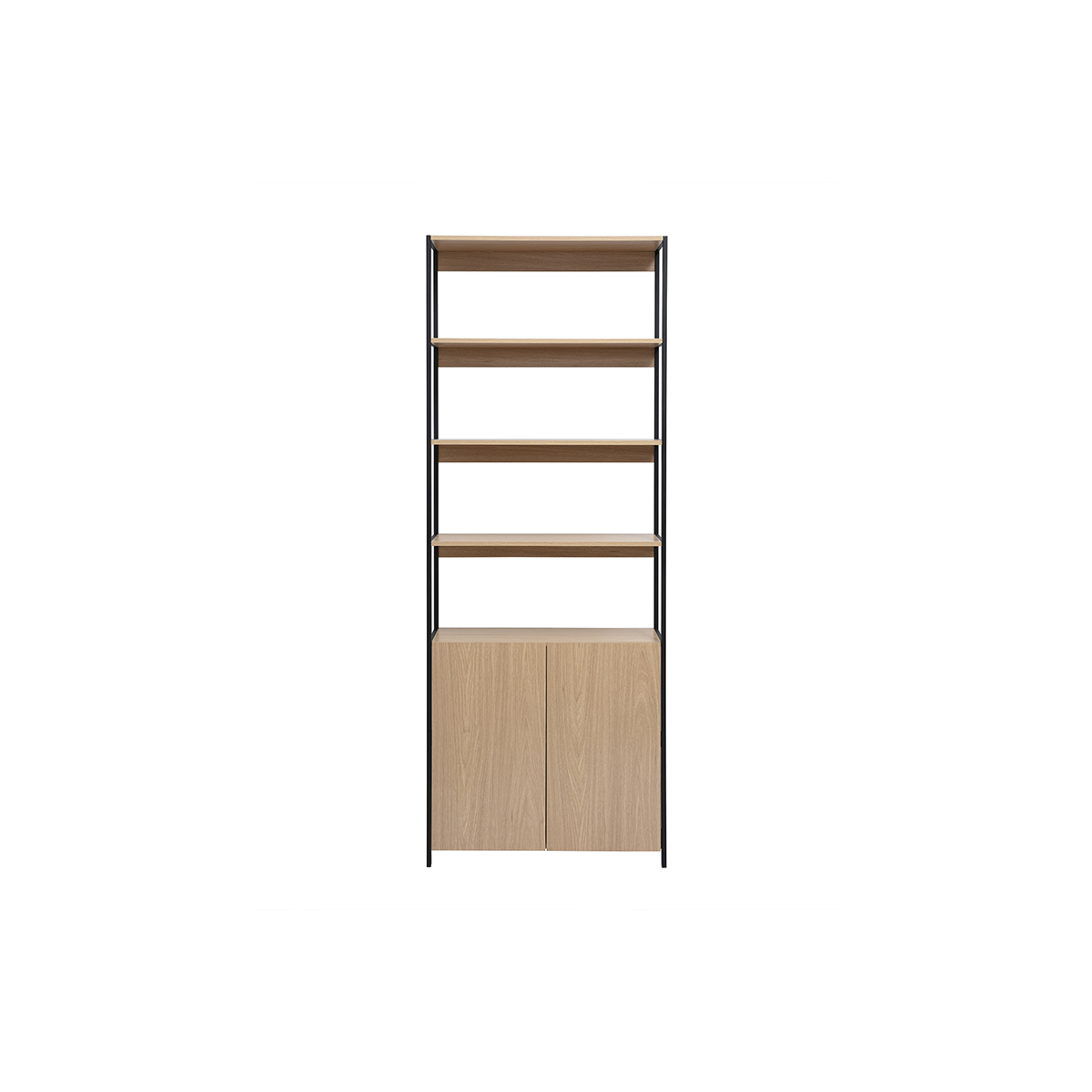 Libreria con ripiani finitura legno chiaro rovere e metallo nero L80 cm MAXENCE