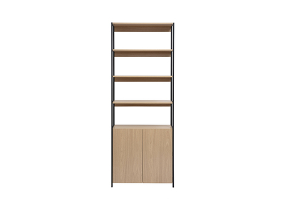 Libreria con ripiani finitura legno chiaro rovere e metallo nero L80 cm MAXENCE