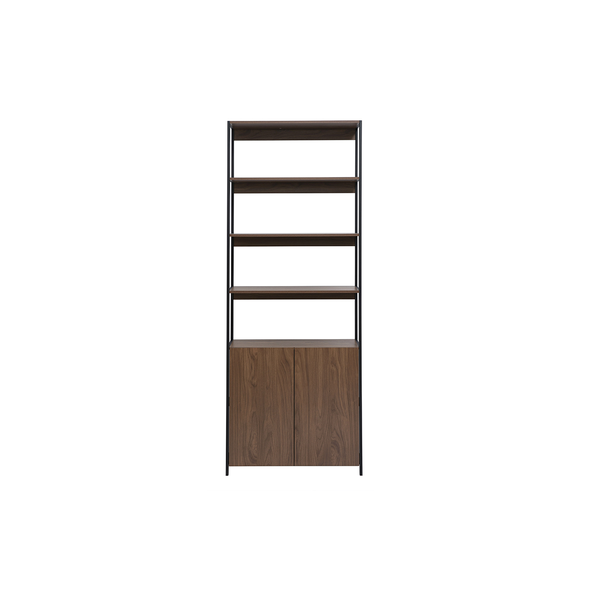 Libreria con ripiani finitura legno scuro noce e metallo nero L80 cm MAXENCE