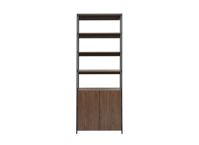 Libreria con ripiani finitura legno scuro noce e metallo nero L80 cm MAXENCE