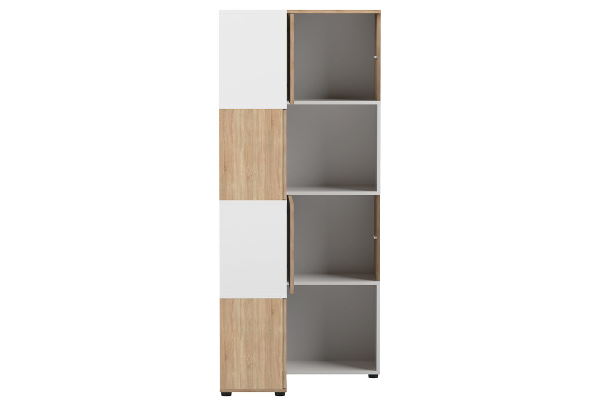 Libreria d'angolo design legno e bianca 8 nicchie QUADRA