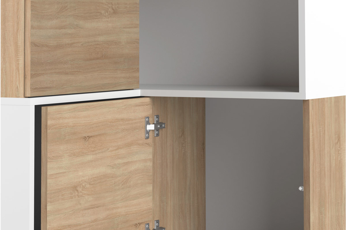 Libreria d'angolo design legno e bianca 8 nicchie QUADRA