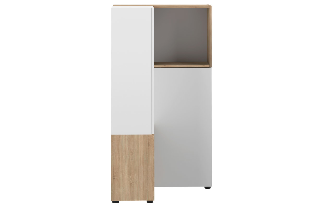 Libreria d'angolo design legno e bianco 4 nicchie QUADRA