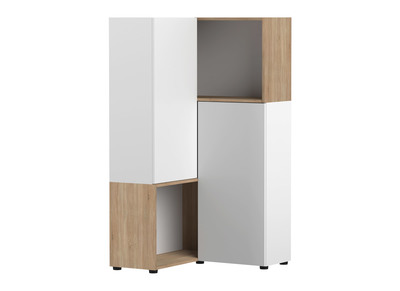 Libreria d'angolo design legno e bianco 4 nicchie QUADRA