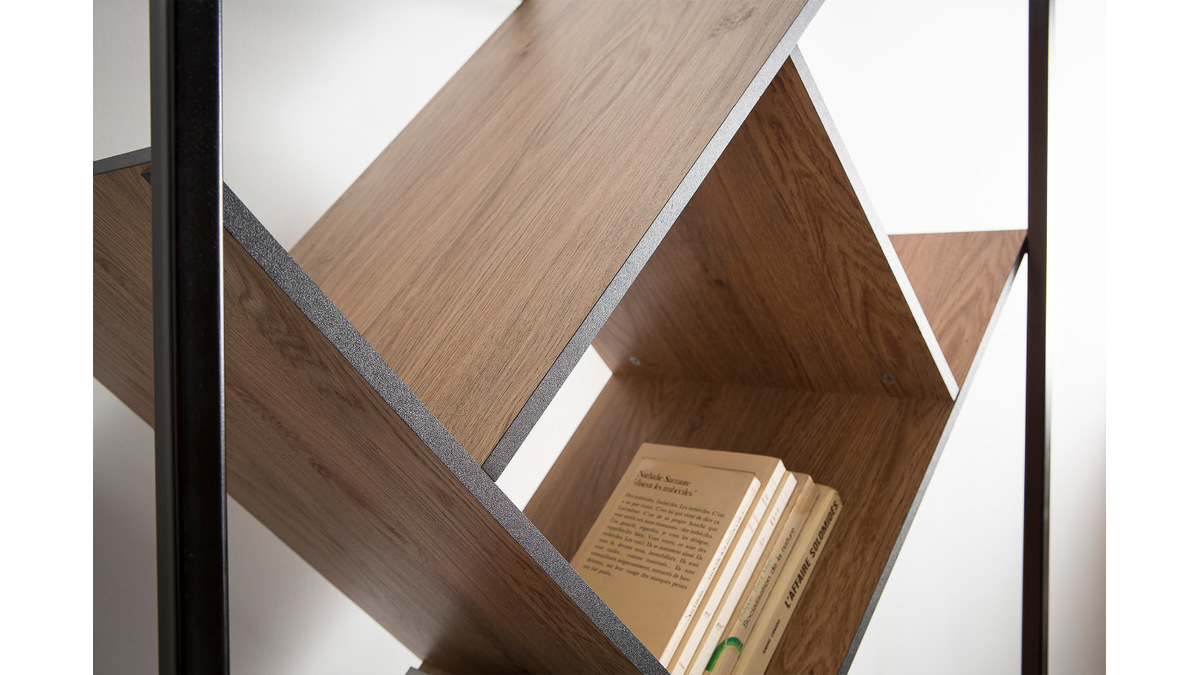 Libreria design in legno e metallo Nero TAULA