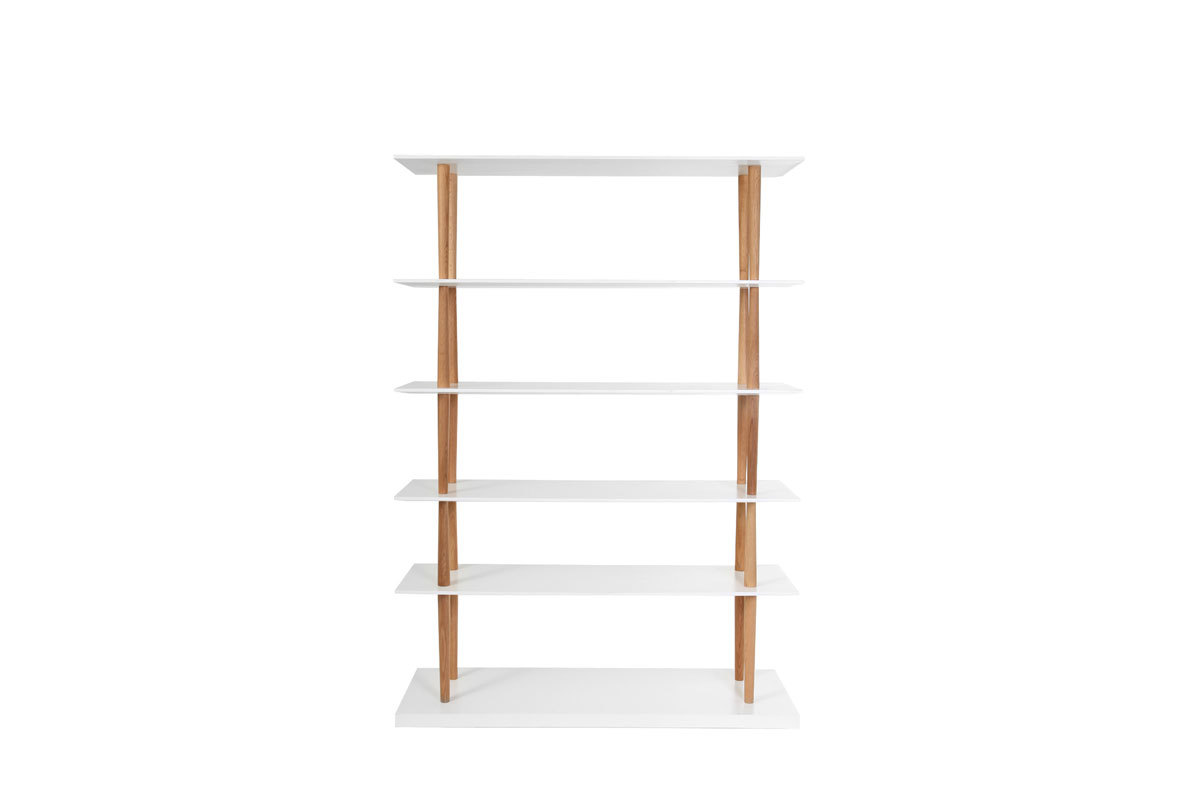 Libreria design in legno naturale e bianco 5 mensole GILDA
