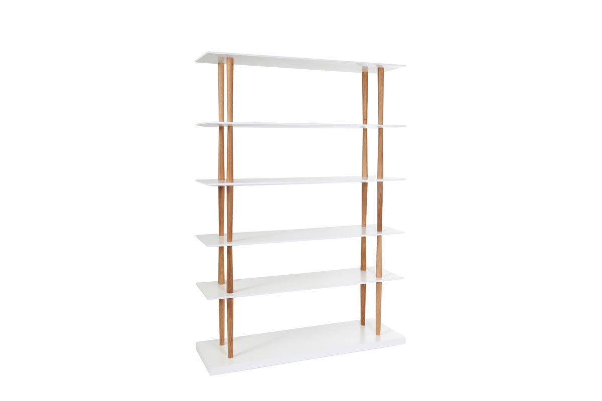 Libreria design in legno naturale e bianco 5 mensole GILDA
