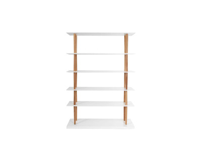 Libreria design in legno naturale e bianco 5 mensole GILDA