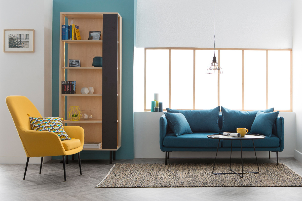 Libreria design in legno Nero con illuminazione: DOMINI