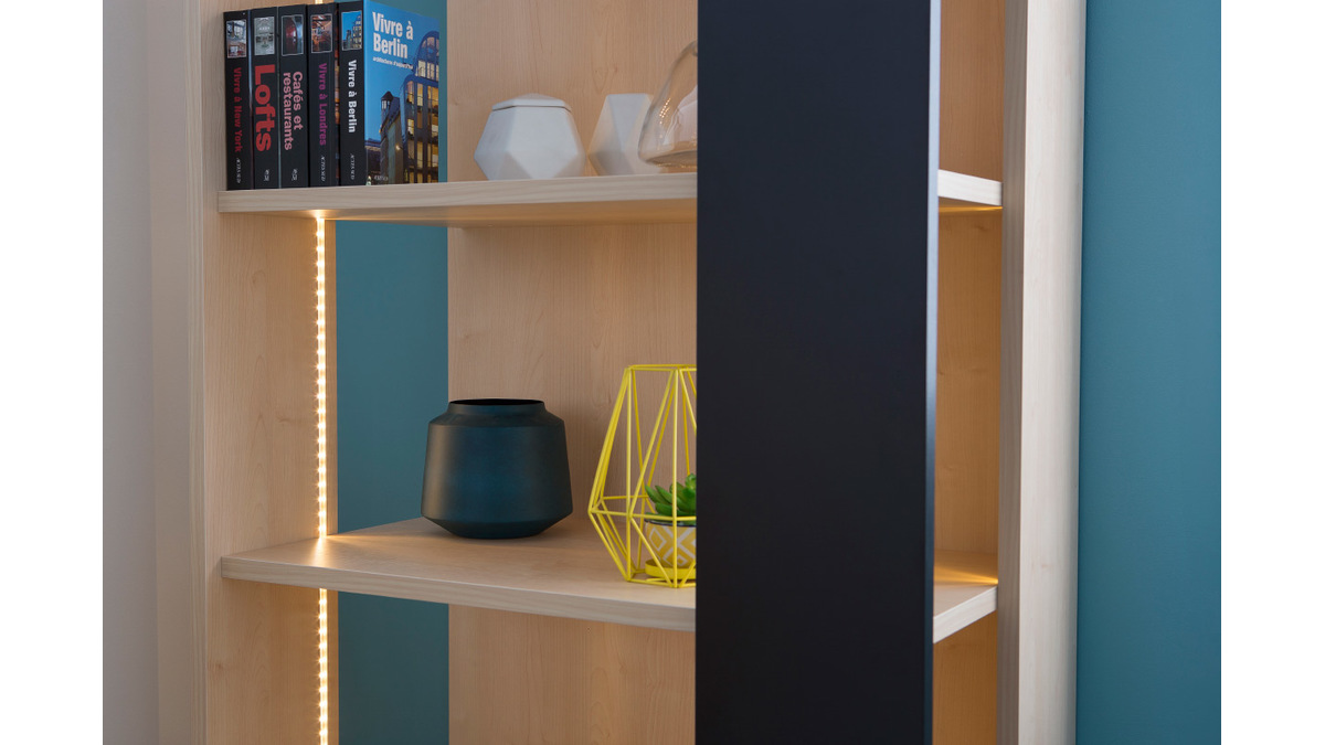 Libreria design in legno Nero con illuminazione: DOMINI
