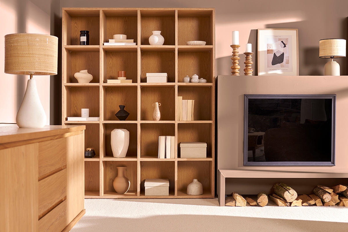 Libreria design in legno Quercia RYTHM