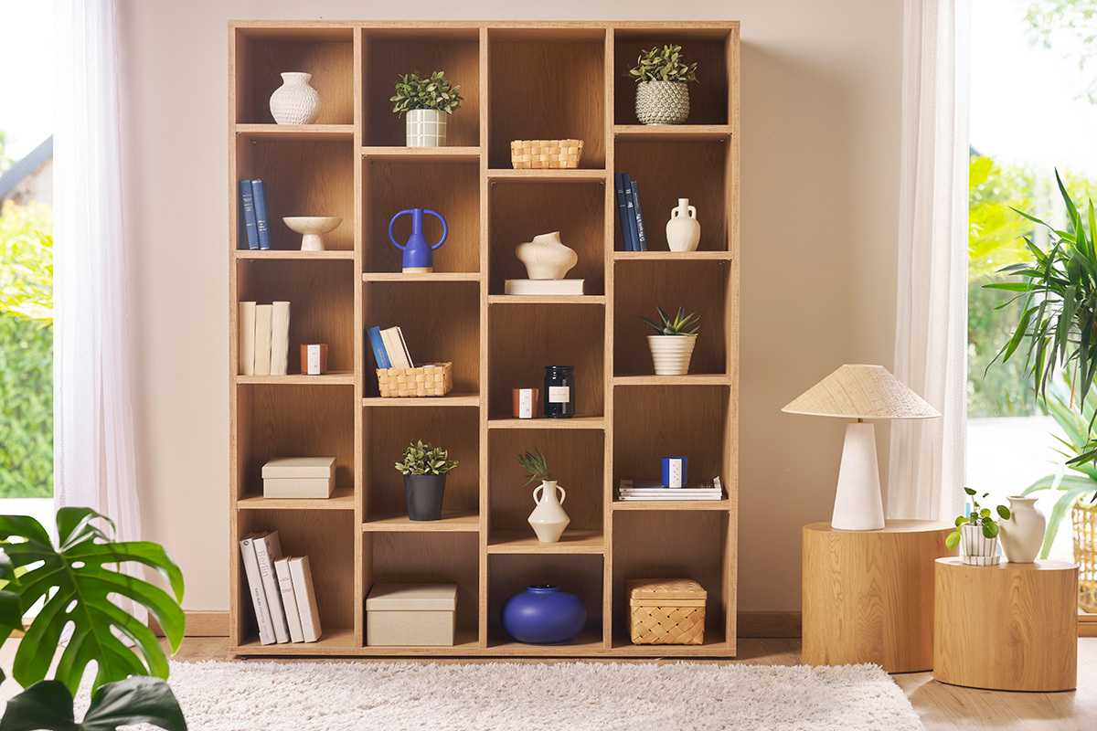 Libreria design in legno Quercia RYTHM