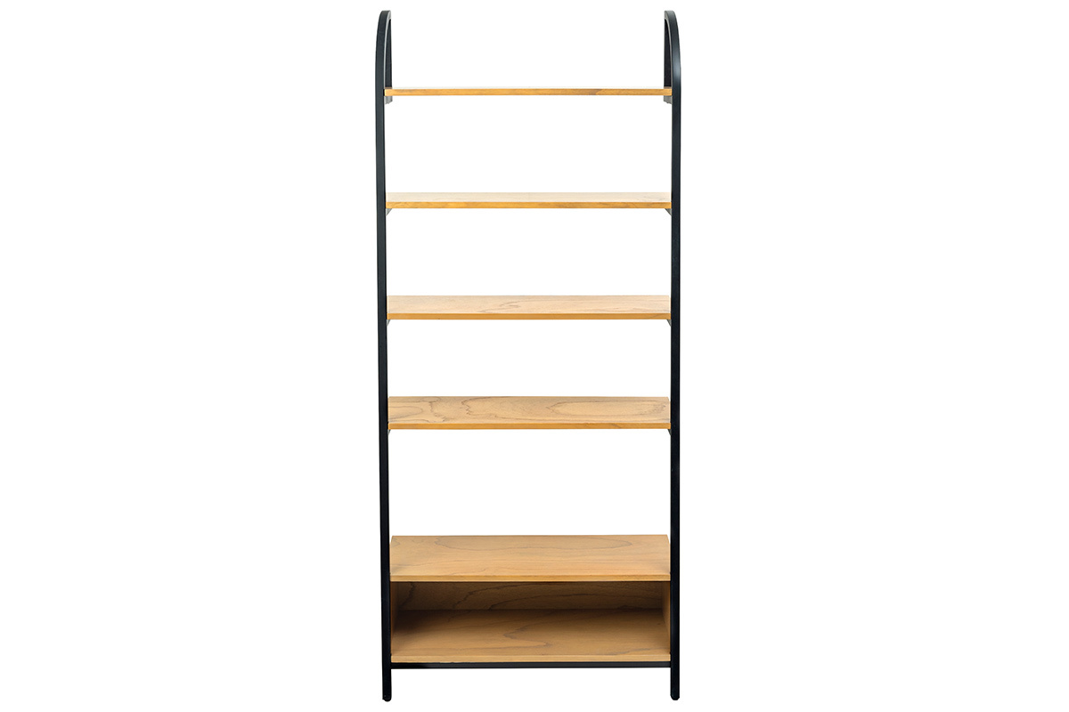Libreria design legno e metallo nero MARLEE