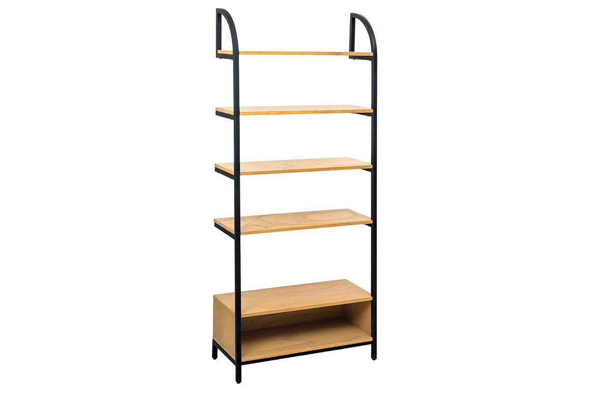 Libreria design legno e metallo nero MARLEE