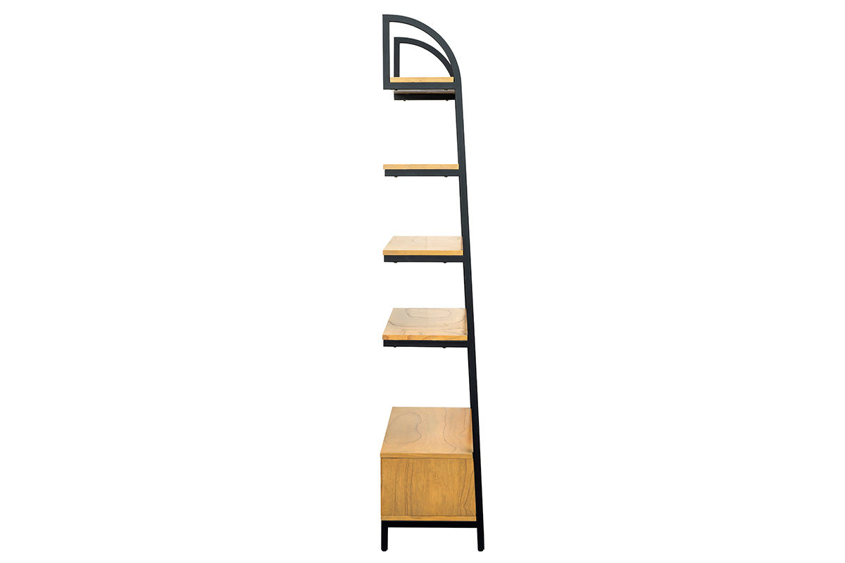 Libreria design legno e metallo nero MARLEE