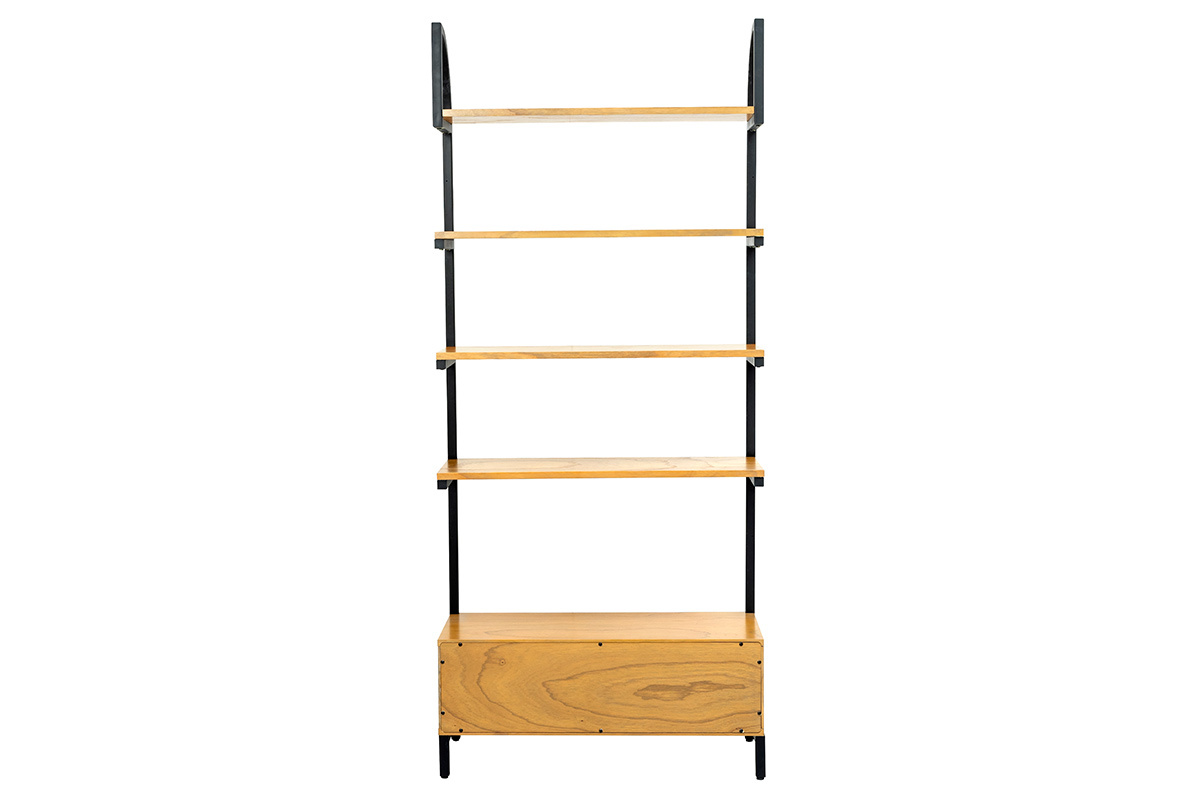 Libreria design legno e metallo nero MARLEE
