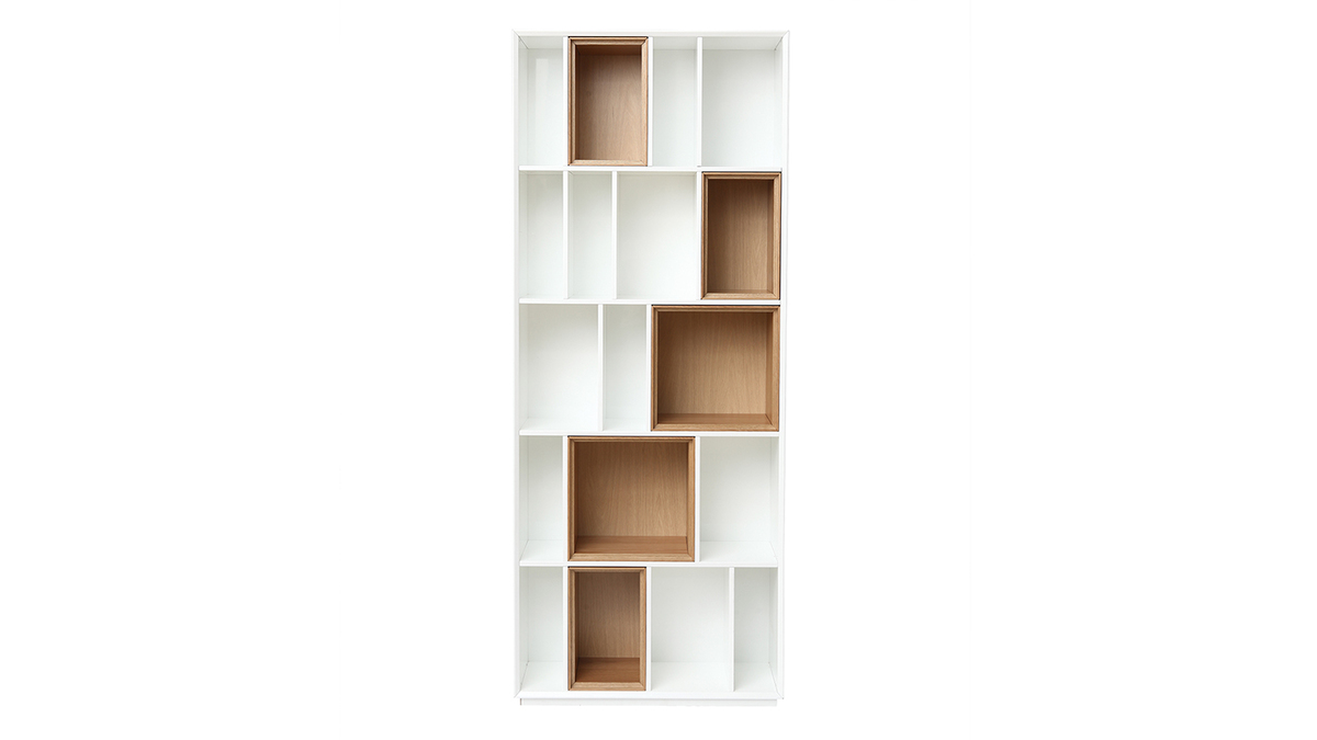 Libreria design modulabile Bianco e quercia JAZZ
