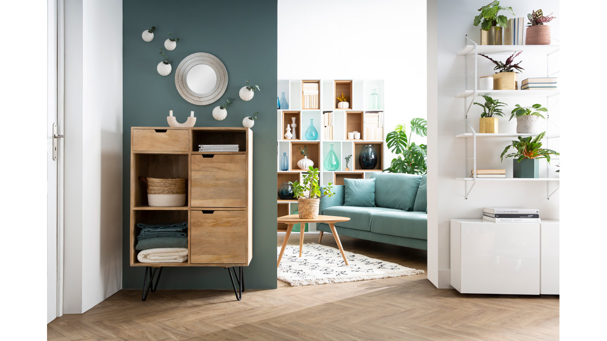 Libreria design modulabile Bianco e quercia JAZZ