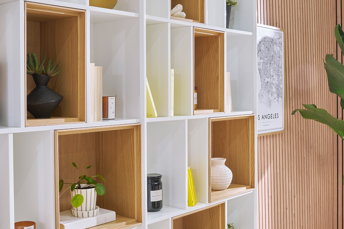 Libreria design modulabile Bianco e quercia JAZZ