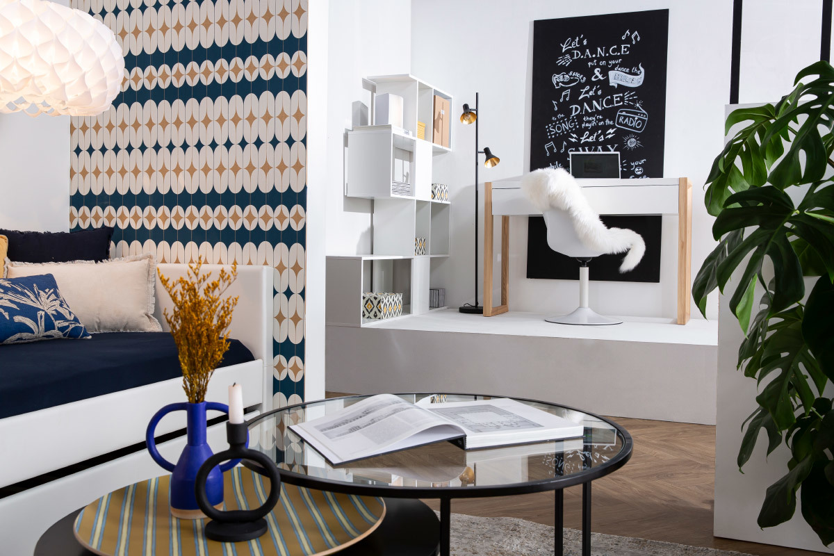 Libreria divisoria di design bianco laccato lucido H147 cm COMO