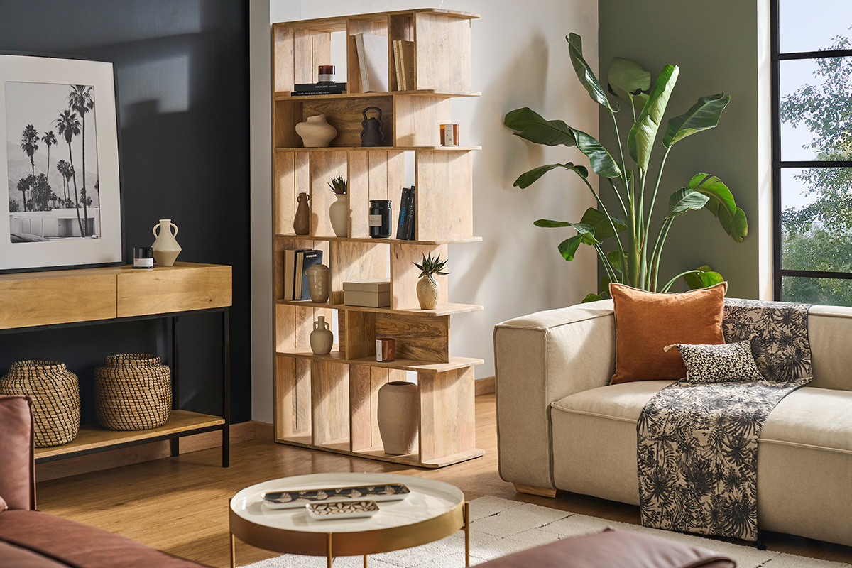 Libreria divisoria in legno massello di mango L88 cm RUPAH