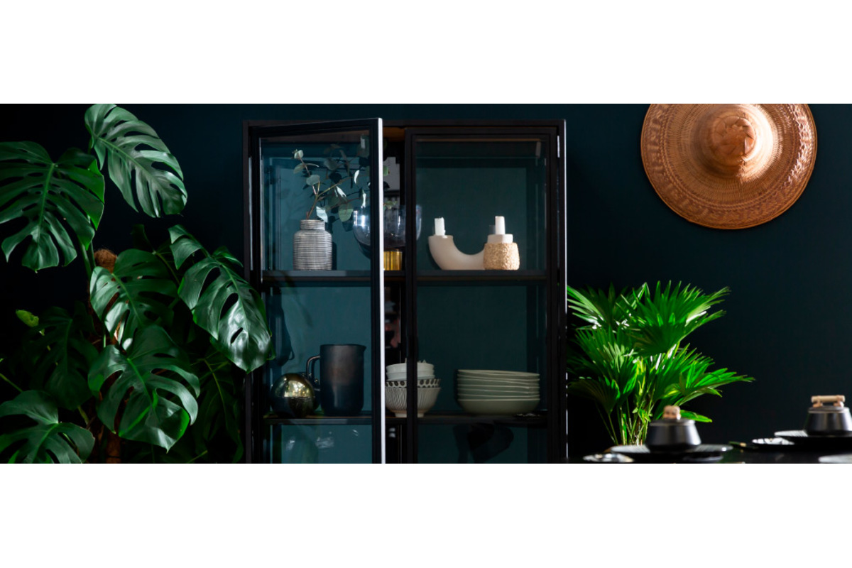 Libreria / espositore in vetro, legno e metallo H150 cm - TRESCA