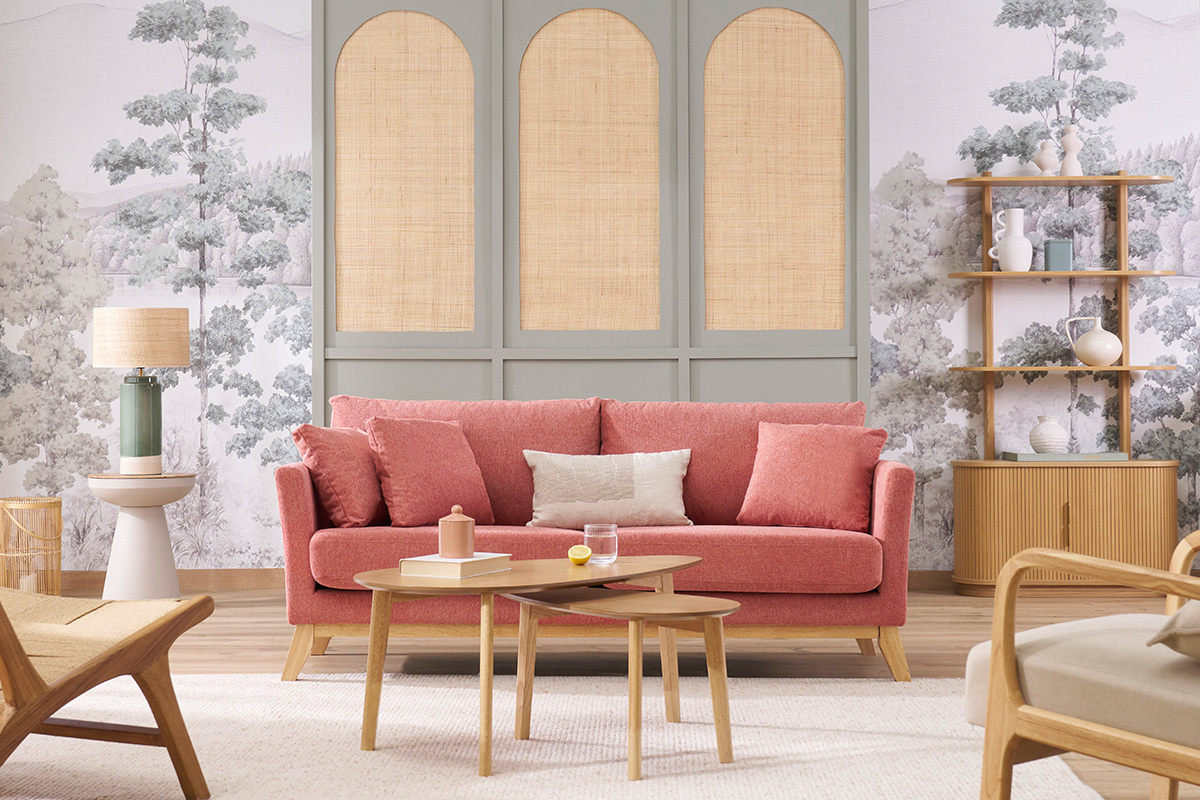 Libreria in legno chiaro di rovere con 2 ante scorrevoli L90 cm EPIC