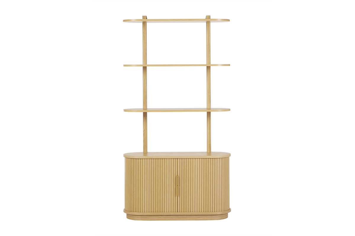 Libreria in legno chiaro di rovere con 2 ante scorrevoli L90 cm EPIC