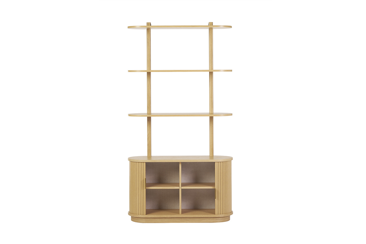 Libreria in legno chiaro di rovere con 2 ante scorrevoli L90 cm EPIC