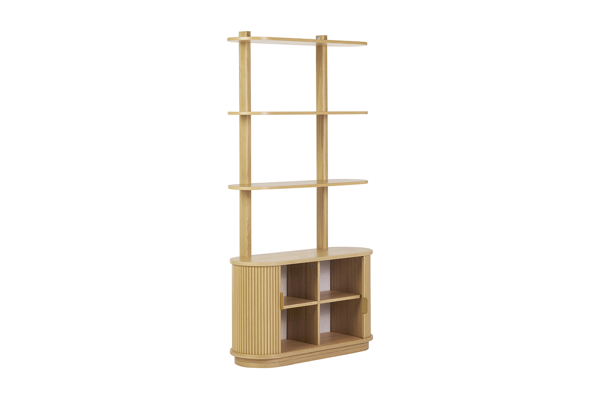 Libreria in legno chiaro di rovere con 2 ante scorrevoli L90 cm EPIC