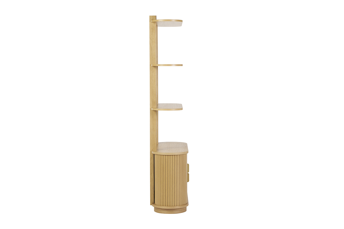 Libreria in legno chiaro di rovere con 2 ante scorrevoli L90 cm EPIC