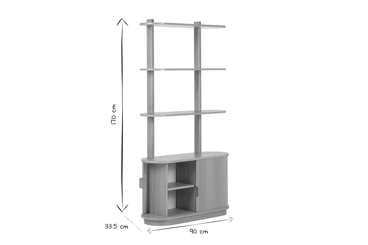 Libreria in legno chiaro di rovere con 2 ante scorrevoli L90 cm EPIC