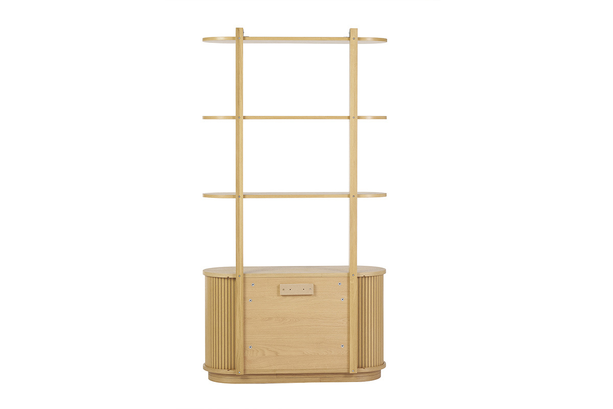 Libreria in legno chiaro di rovere con 2 ante scorrevoli L90 cm EPIC