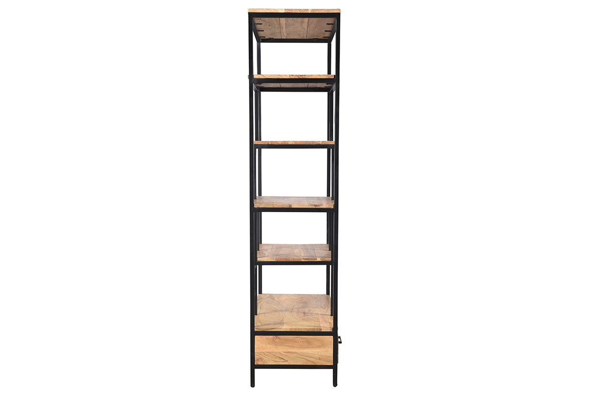 Libreria industriale in acacia e metallo nero L90 cm JASPE