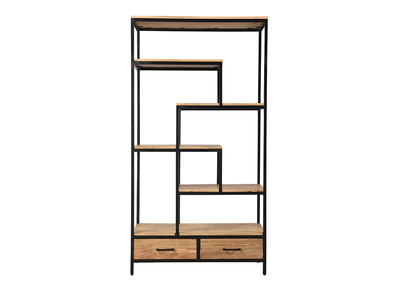 Libreria industriale in acacia e metallo nero L90 cm JASPE