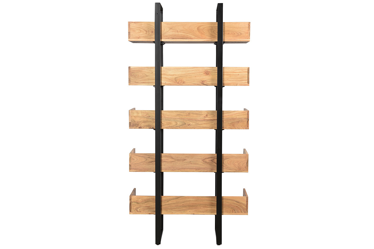 Libreria industriale in acacia e metallo nero L90 cm TAO
