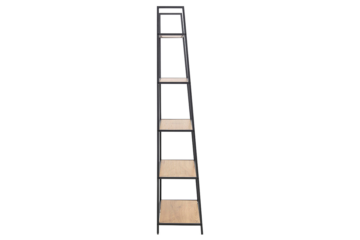 Libreria industriale in metallo nero e legno L77 cm TRESCA