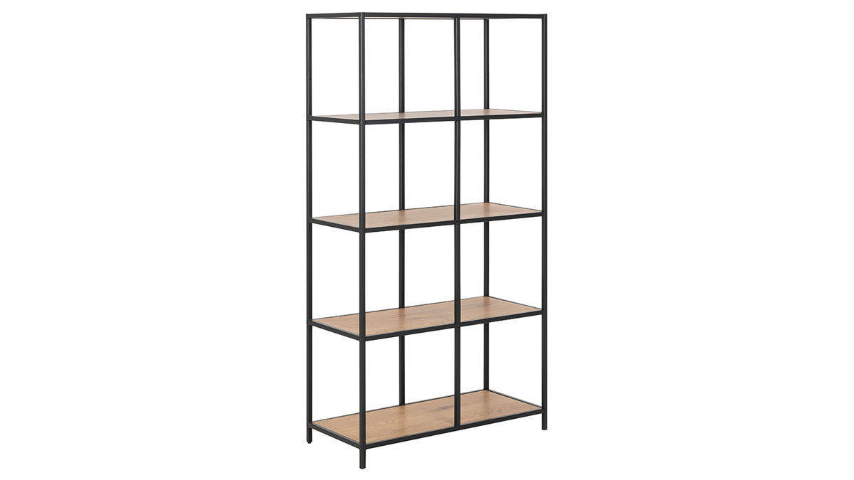 Libreria industriale metallo e legno L77 cm TRESCA