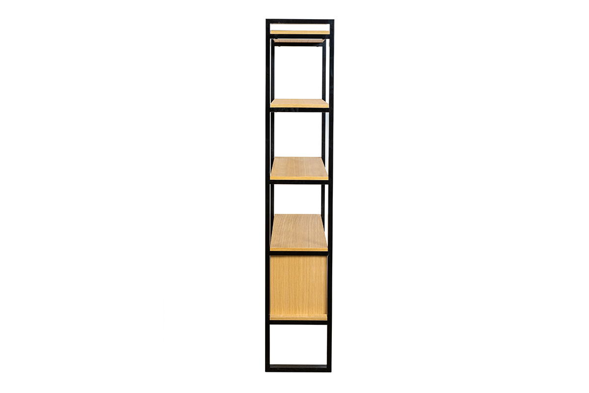 Libreria legno chiaro rovere e metallo nero H195 cm OPAL