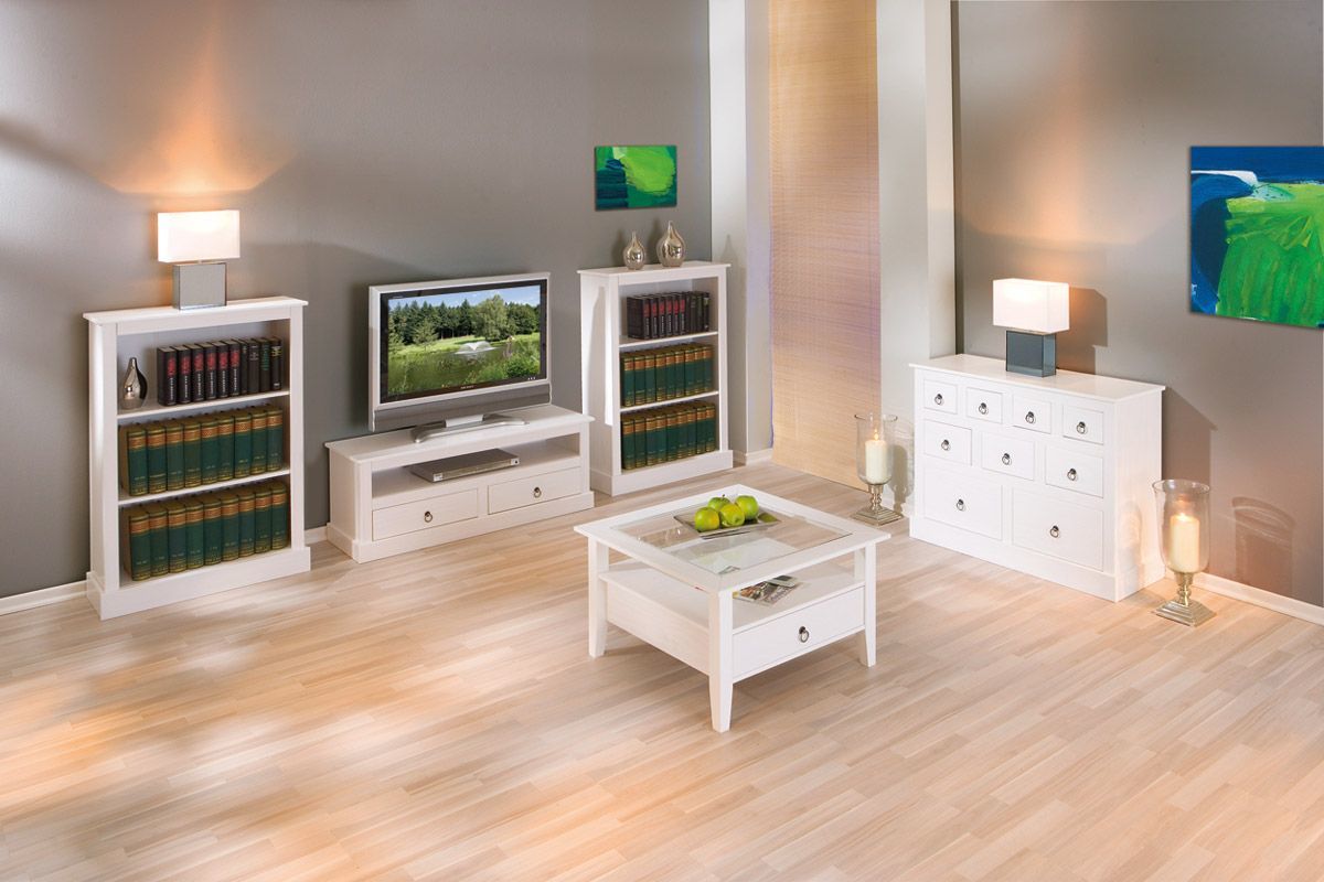 Libreria legno massiccio di pino colore bianco CAMBRIDGE