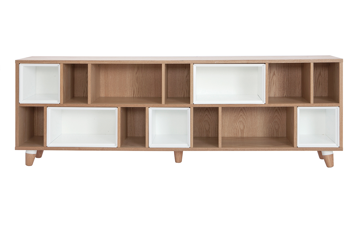 Libreria modulabile bianca e quercia JAZZ - Miliboo