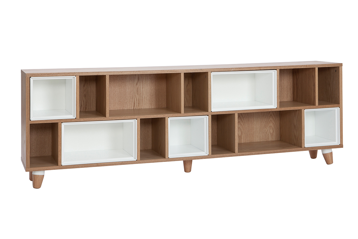 Libreria modulabile bianca e quercia JAZZ - Miliboo