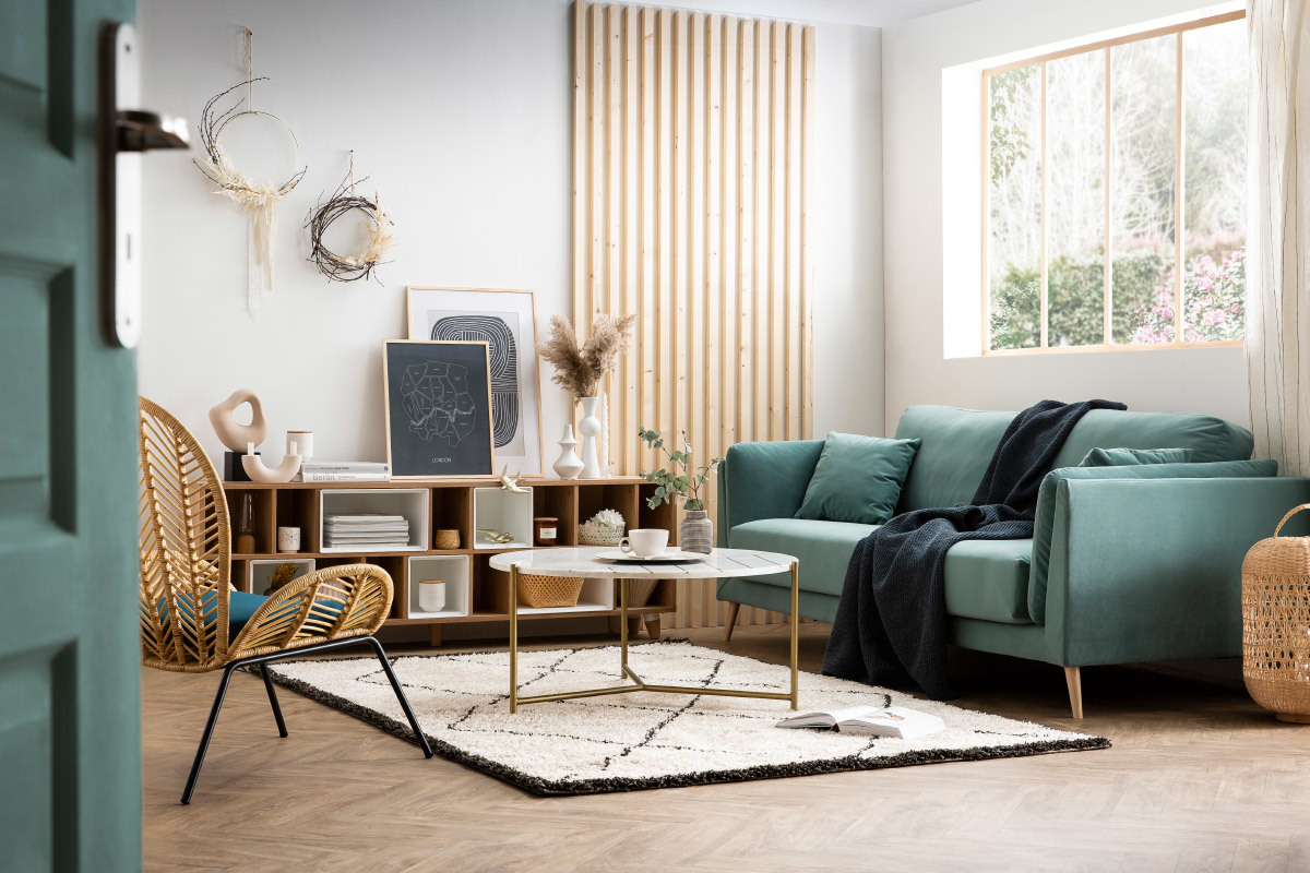 Libreria modulabile bianca e quercia JAZZ - Miliboo