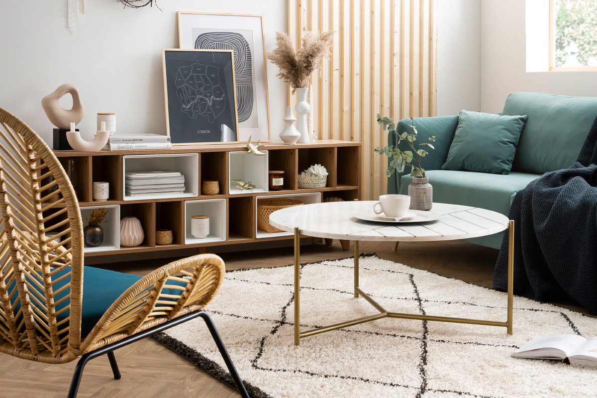 Libreria modulabile bianca e quercia JAZZ - Miliboo