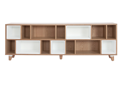 Libreria modulabile bianca e quercia JAZZ - Miliboo