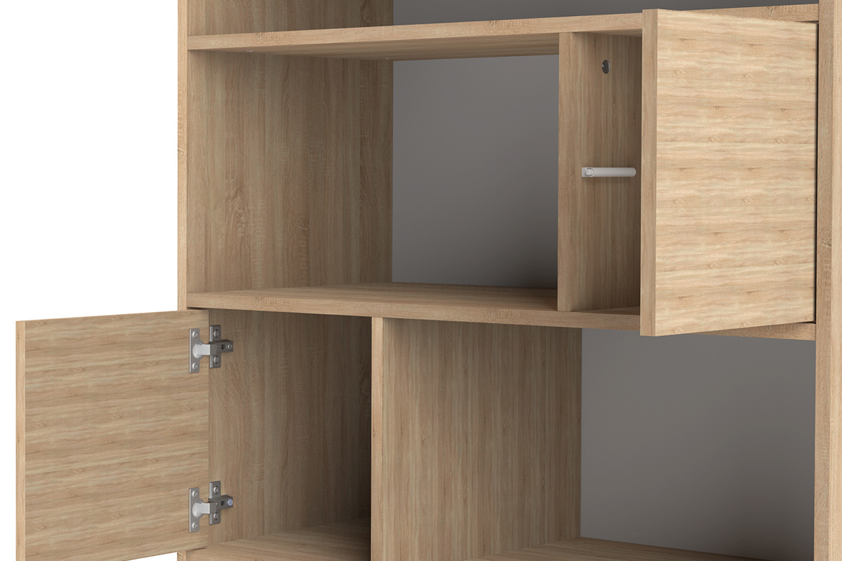 Libreria scandinava 10 scompartimenti legno e bianca STRIPE