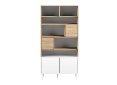 Libreria scandinava 10 scompartimenti legno e bianca STRIPE