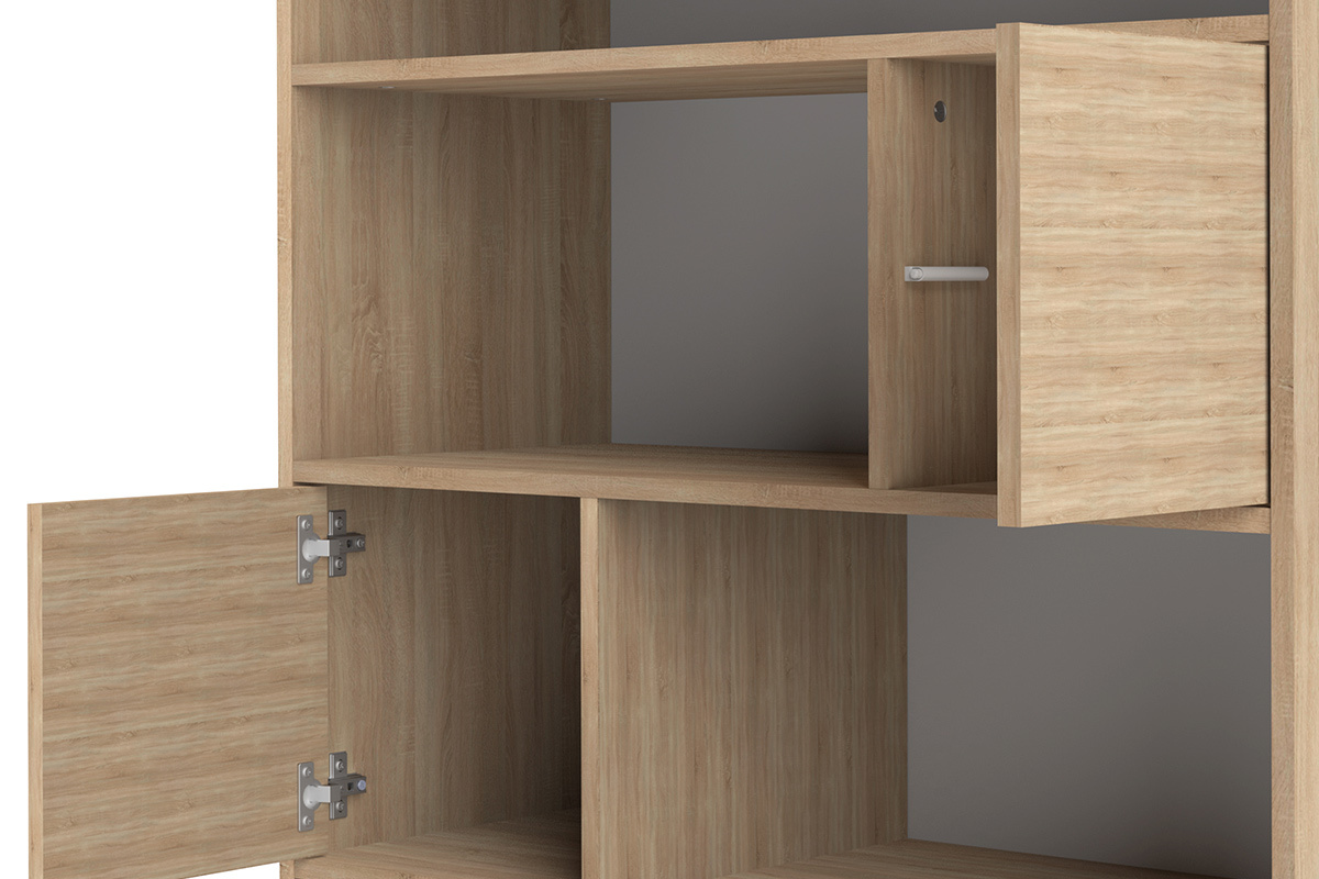 Libreria scandinava 10 scompartimenti legno e nera STRIPE