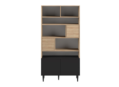 Libreria scandinava 10 scompartimenti legno e nera STRIPE